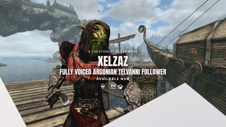Meet Xelzaz, a fully voiced Argonian follower, in this free Creation by BluePwnsU. A proud Argonian, Xelzaz is an excellent alchemist and chef. In return for taking him with you he will cook you a warm meal twice a day, as well a powerful potion of your choice each day. Get more info:
