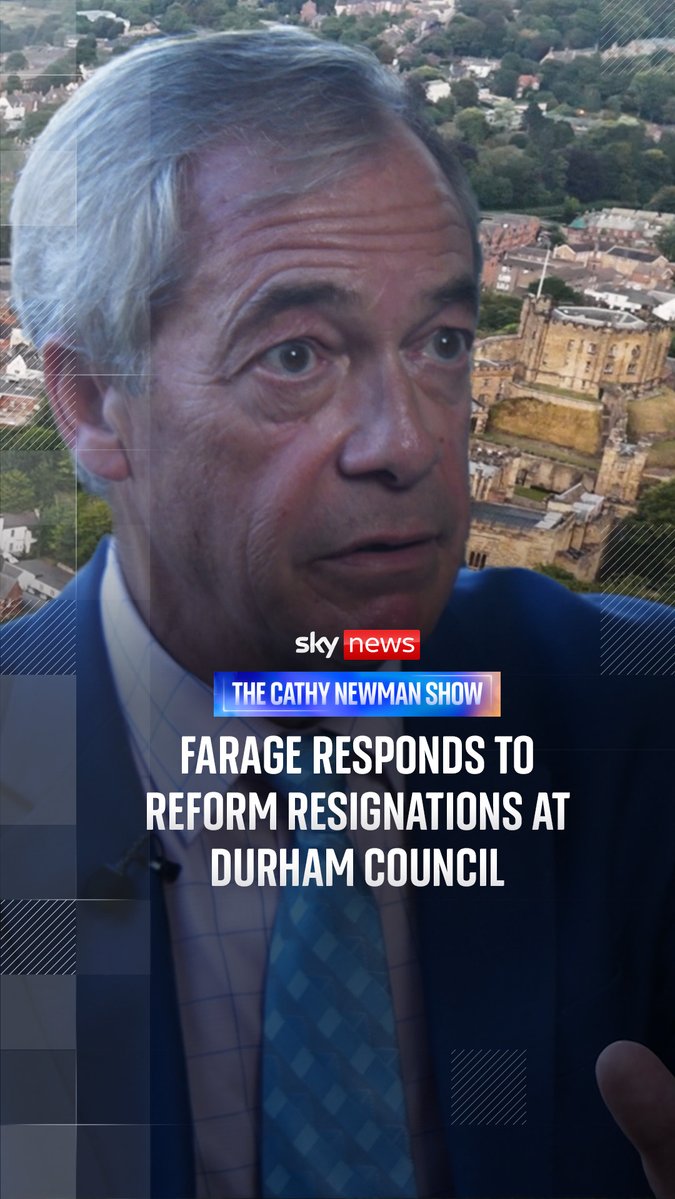 Reform leader Nigel Farage responds to a Sky News investigation into chaos and resignations at the party's flagship northern council in Durham. Watch the full investigation by Sky's @CathyNewman at the link in the comments. @RobPowellNews | 📺 Sky 501