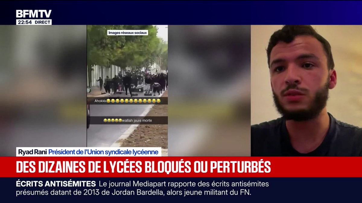 Blocage des lycées: Ryad Rani, président l'Union syndicale lycéenne, appelle les lycéens "à la prudence" et à "rester pacifiques"