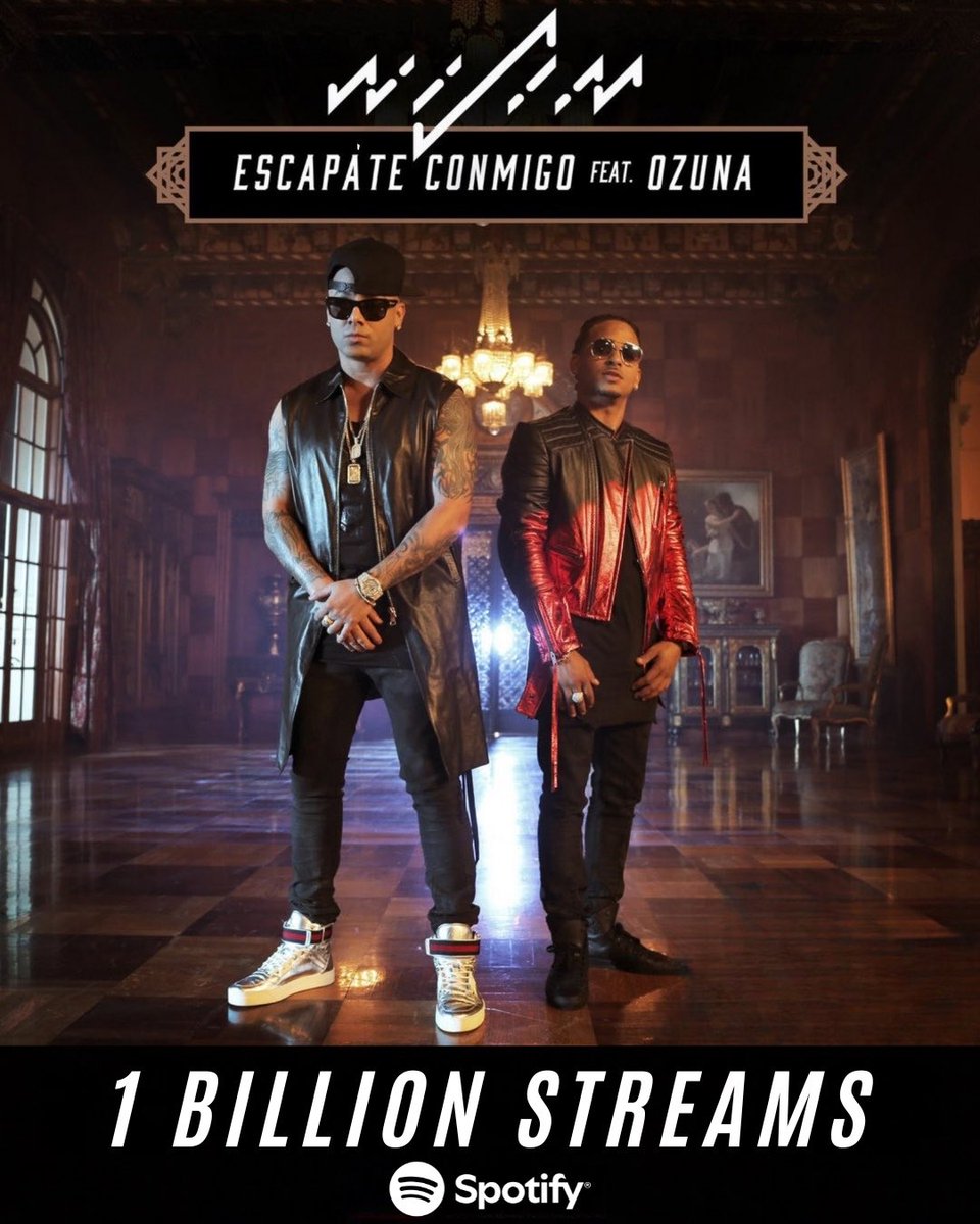 ¡“Escápate Conmigo” entró al BILLIONS CLUB de Spotify ! 🏆🌎 Mil millones de streams en spotify, qué bendición tan grande. Gracias a mi hermano La Flame 🔥 WHO I AM por compartir esta canción conmigo, y a cada uno de ustedes por escucharla, cantarla y hacerla parte de la historia🙏🏽