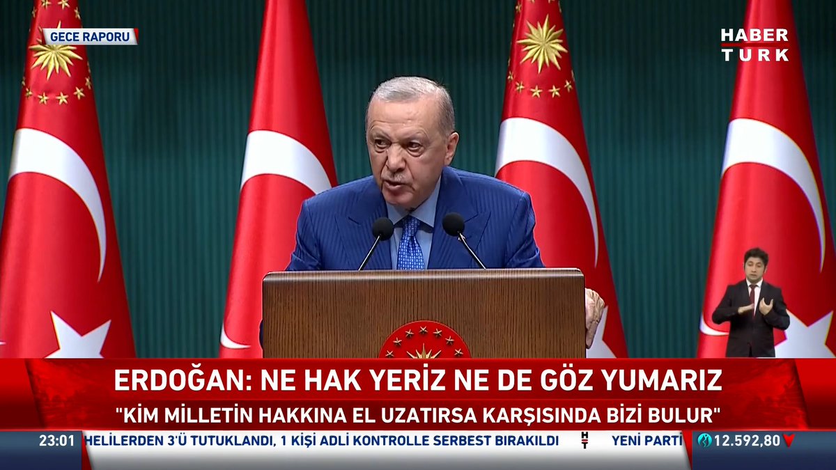 📌Cumhurbaşkanı Erdoğan: Ne hak yeriz ne de göz yumarız. "Kim milletin hakkına el uzatırsa karşısında bizi bulur"