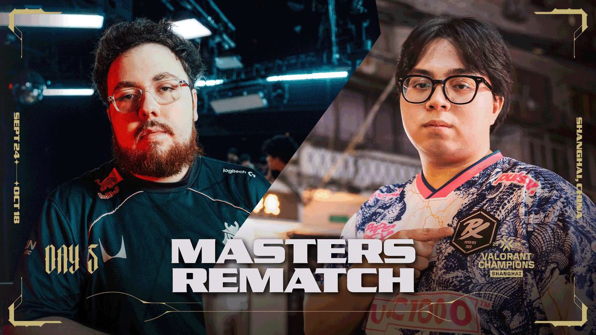 After two Santiago showdowns, Paper Rex and G2 VALORANT run it back while defending world champions NRG collide with EMEA’s top seed Karmine Corp. Day 5 of #VALORANTChampions starts soon - catch it all at
