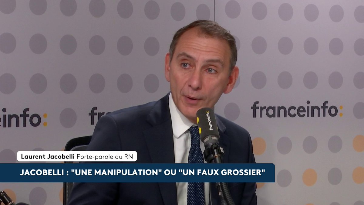 🔴 "C'est soit une manipulation, soit un faux grossier, soit ils se sont fait eux-mêmes arnaquer", réagit le porte-parole du RN, Laurent Jacobelli après la publication de l'article de Mediapart qui attribue des propos antisémites à Jordan Bardella. #canal16