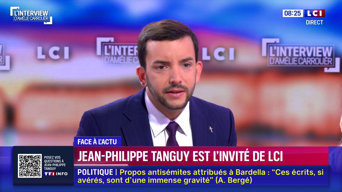 🔴 Écrits antisémites attribués à Jordan Bardella par Mediapart : "Toutes les personnes qui avaient été soupçonnées de cela, et si cela avait été avéré, sont évidemment exclues de notre force politique. Mais cela n'a pas de sens pour Jordan Bardella", estime Jean-Philippe Tanguy Ⓜ️ 📺 L'interview d'Amélie Carrouër