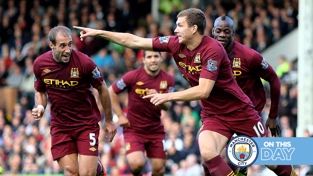 #OnThisDay: Fulham 1-2 #ManCity [2012] ⚽️ [10' P] Mladen Petrić - ⚽️ [43'] Sergio Kun Aguero ⚽️ [87'] Edin Džeko