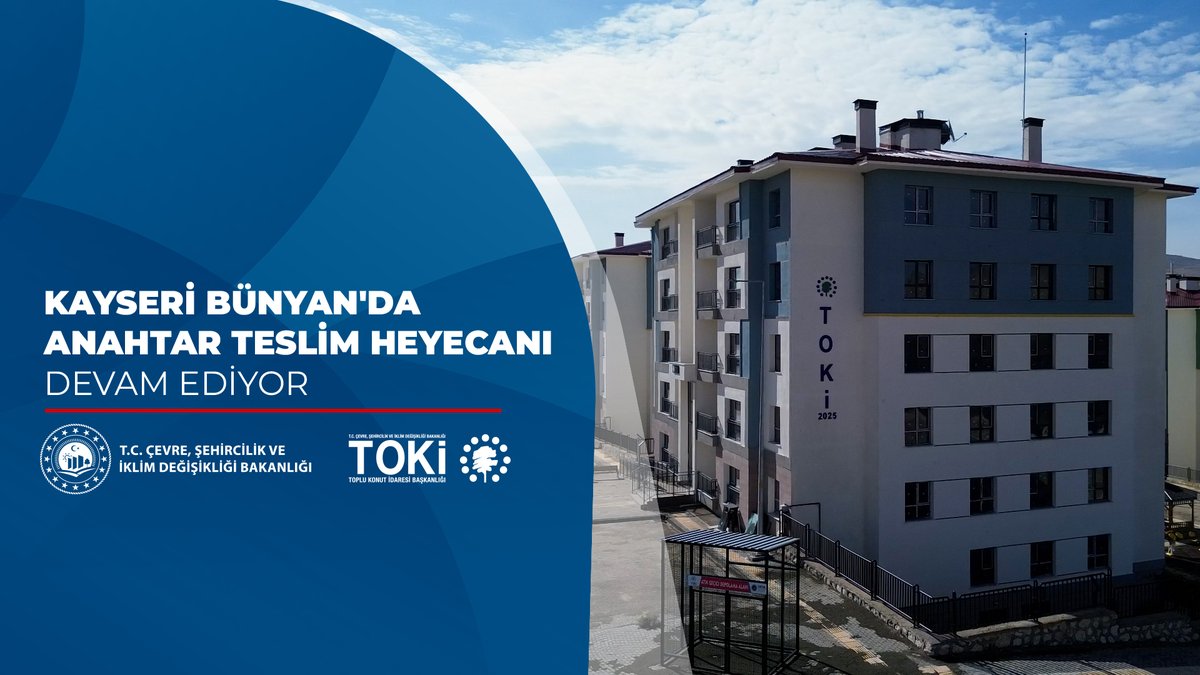 🏘️ Kayseri Bünyan Yakutiye Mahallesi'nde 1️⃣3️⃣1️⃣ sosyal konutu tamamladık. 🗓️ 2️⃣1️⃣ - 3️⃣0️⃣ Eylül 2️⃣0️⃣2️⃣6️⃣ tarihleri arasında hak sahiplerine teslim ediliyor. 🍀 Dinlenme, spor, oyun ve yeşil alanları barındıran bu projeyle vatandaşlarımız yeni bir yaşam alanına kavuştu. 👨👩👧👦 Hak sahibi vatandaşlarımıza yeni yuvalarında huzurlu, sağlıklı ve mutlu bir yaşam dileriz. 📌 Teslim programı için👇