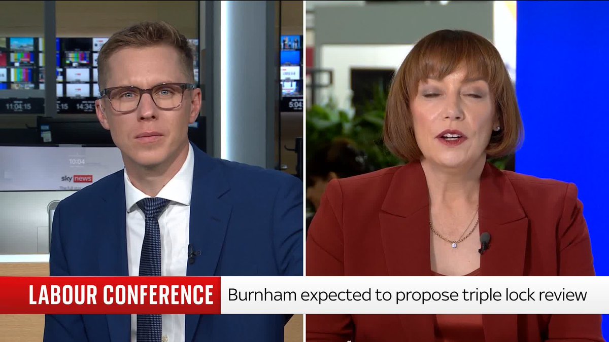 🗣️ "It's a massive moment." Andy Burnham is set to address the Labour Party conference, where he could announce a review of the triple lock policy. Sky's Beth Rigby reports ⬇️