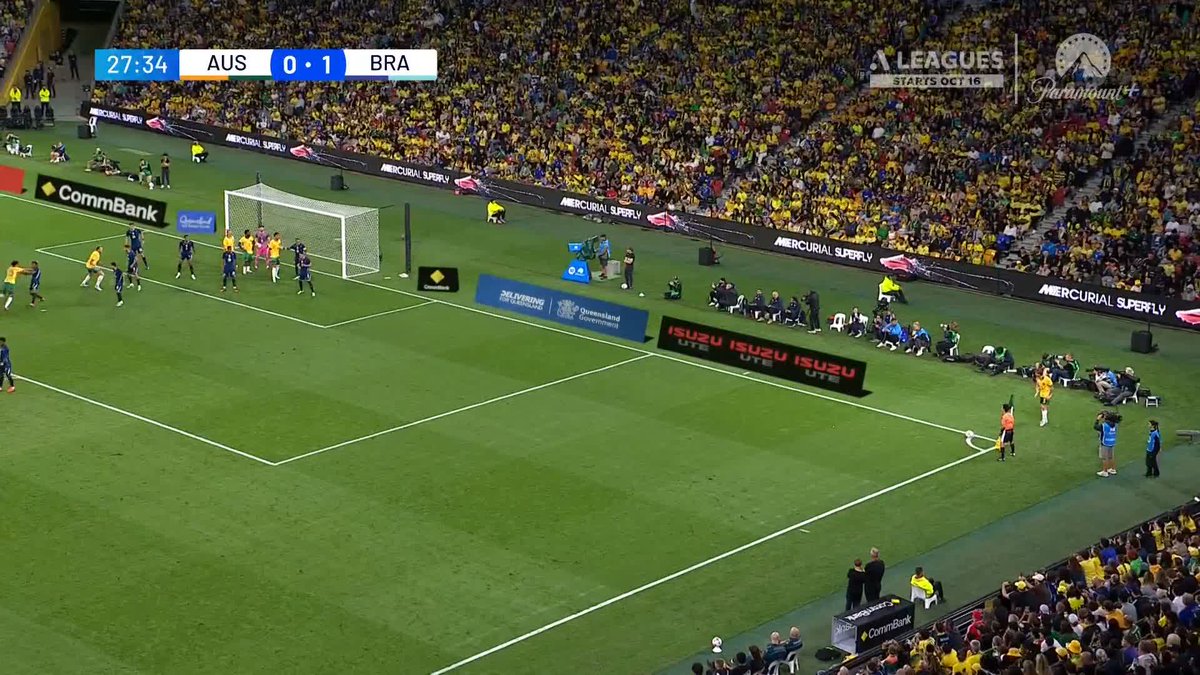 Alessandro Circati levels it for the CommBank @socceroos after some VAR confusion! 🔥 His flick looping perfectly into the back of the net for Australia's first of the night, with replays proving that he was not offside! 💪 Watch #AUSvBRA live and exclusive on Paramount+ 📺