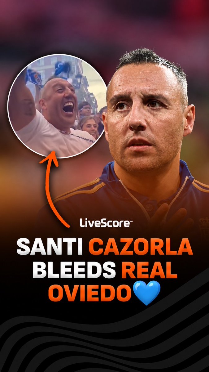 Santi Cazorla was in the crowd cheering on the Real Oviedo team bus before their derby vs Sporting Gijon 💙🎉 This man bleeds Real Oviedo 🥺
