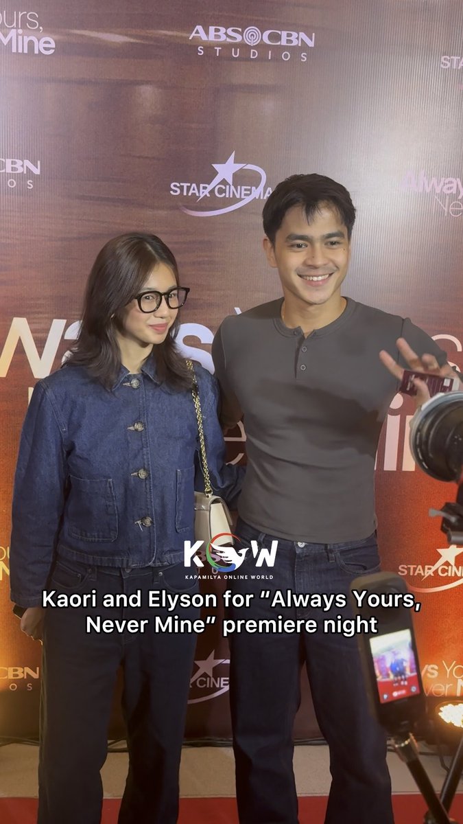 Lovely Couple! #KaoriOinuma and #ElysonDeDios walking at the red carpet for #AlwaysYoursNeverMine Premiere Night #AlwaysYoursNeverMineWorldPremiere