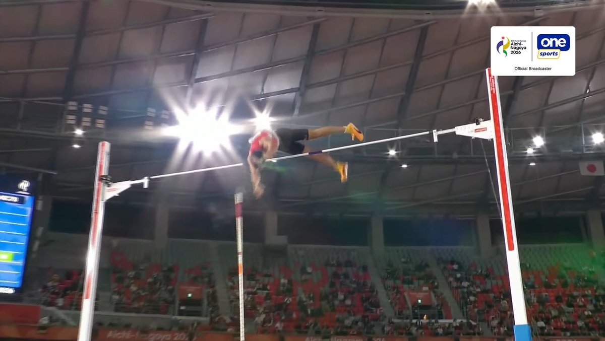 NEW ASIAN GAMES RECORD FOR EJ OBIENA AT 5.91! 🇵🇭 Albeit already assured of a Gold Medal since his opponents are already out of contention, he tried for his last attempt and cleared it! Mabuhay ka EJ! Congrats! #aisangames