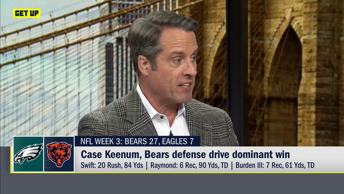 “Caleb Williams is a brilliant player, … but there’s more to the Bears than that, and that was the statement they made last night.” —Dan Graziano on the Bears' dominant win against the Eagles 👏