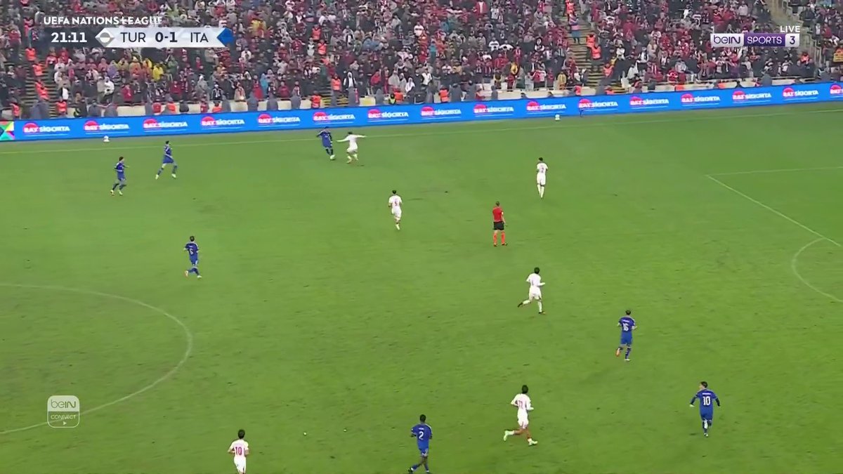عينك على جمالية الهدف 🇮🇹 أمس إيطاليا كسبت تركيا 4-1 في بورصة الهدف الثاني اللي سجله فراتيسي كان ممتع كورة جماعية مفقودة في إيطاليا من سنين 👏🏻 مانشيني بيحسنهم كثير .. هذا بالنسبة لي "أكيد" وطبعا هو هدف مليء بالأخطاء الدفاعية من الأتراك
