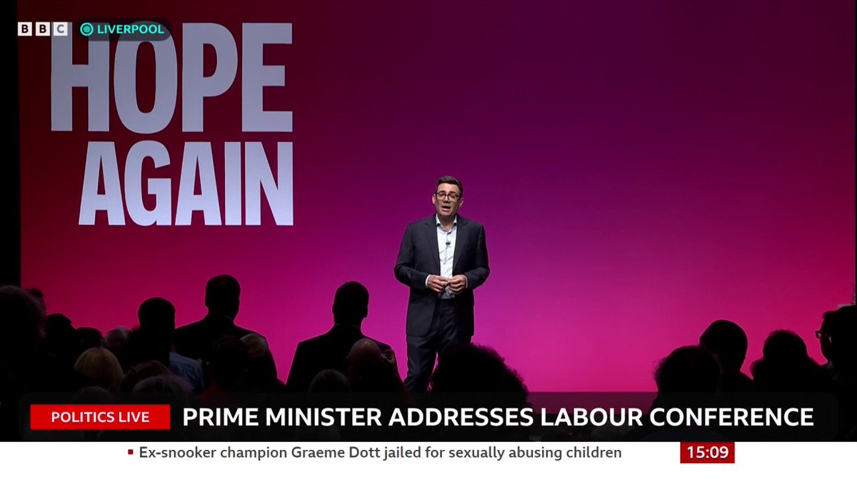“It’s time to draw a line, to move beyond a decade of drift and division to bring a spirit of unity and positivity back to our country" Andy Burnham concludes his first speech to Labour Party conference as prime minister Follow live reaction: