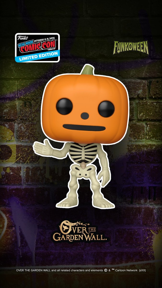 You’ll join us someday! 🎃 Be one of 500 fans to collect the exclusive Limited Edition – GRAIL POP! Pottsfield Pumpkin™ from Over the Garden Wall, available only at the Funko booth at NYCC.