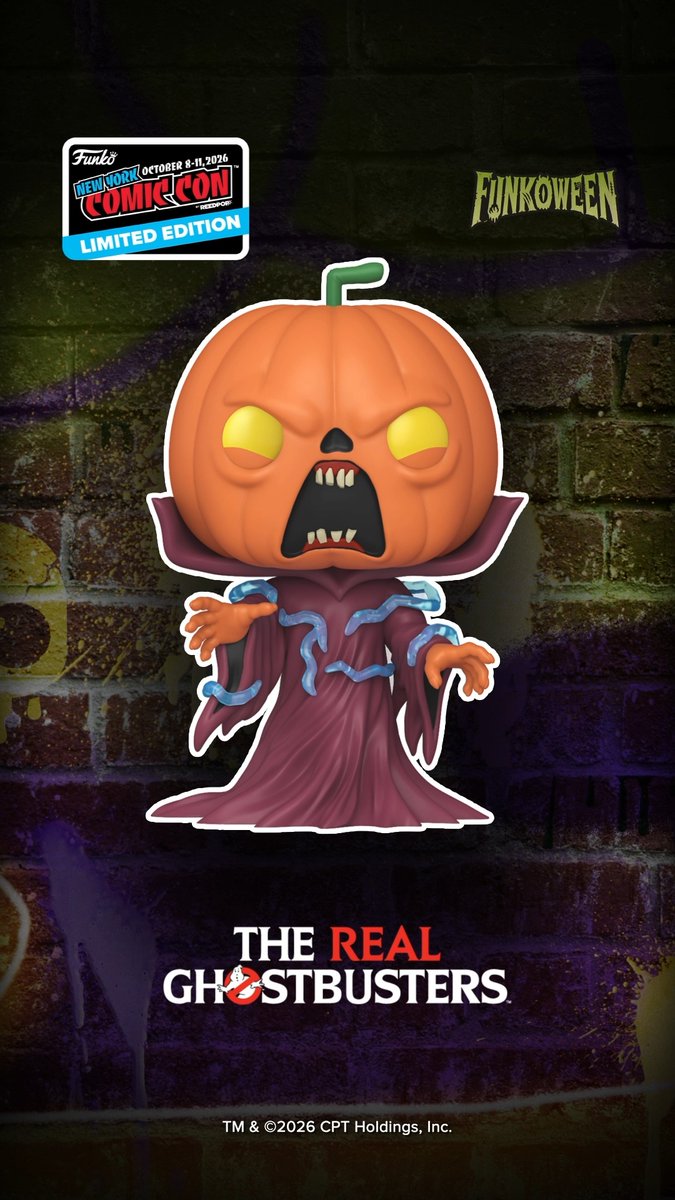 Bring on the night! 🎃 Be one of 1,000 fans to collect the exclusive Limited Edition – LEGENDARY POP! Samhain from The Real Ghostbusters at the Funko booth during NYCC.