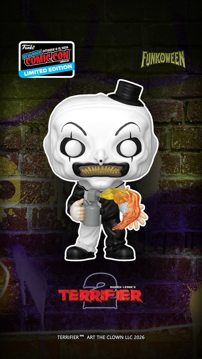 Let’s turn up the heat 🔥 Collect the exclusive POP! Art the Clown at New York Comic Con!