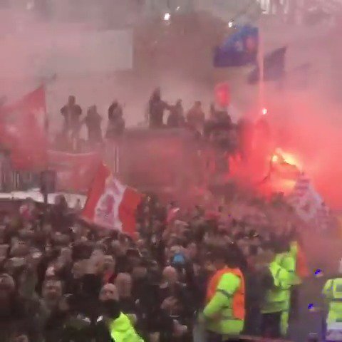 Manchester City’s team bus driving into Anfield, 2018. They thought this was bad, it’s going to be another level next Sunday.