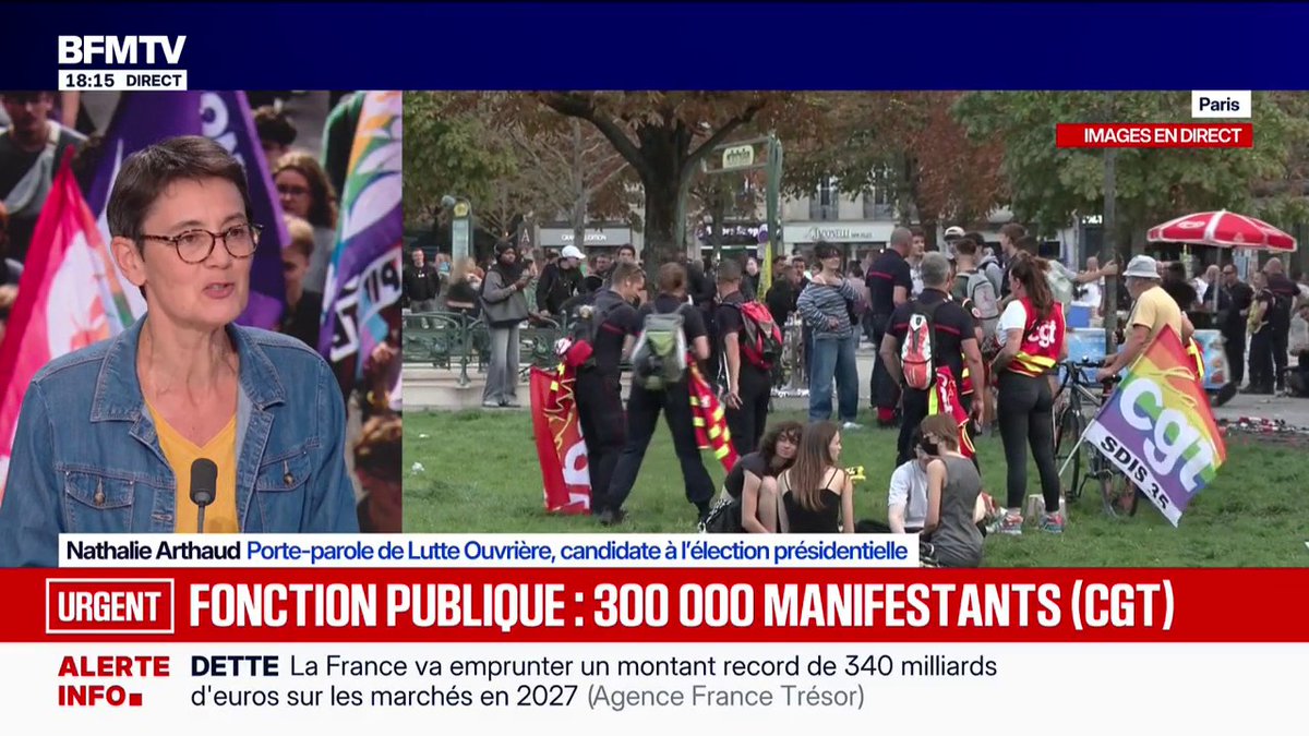 "La fonction publique, c'est le royaume des bas salaires", estime Nathalie Arthaud, porte-parole de Lutte ouvrière et candidate à l'élection présidentielle