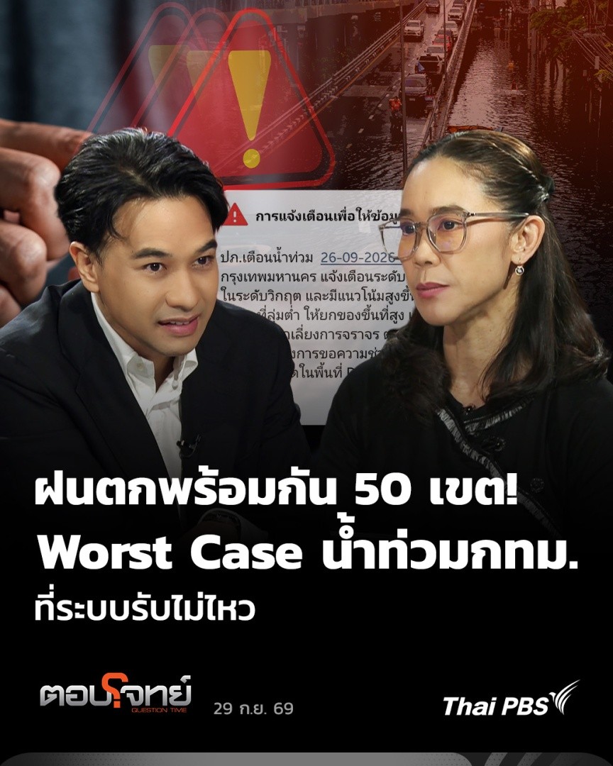 ฝนตกพร้อมกัน 50 เขต! Worst Case น้ำท่วมกรุงเทพฯ ที่ระบบรับไม่ไหว พูดคุยกับ ผศ. ดร.สิตางศุ์ พิลัยหล้า คณะวิศวกรรมศาสตร์ ม.เกษตรศาสตร์ ผู้เชี่ยวชาญด้านการบริหารจัดการน้ำ 📌 ชมรายการเต็มได้ที่ #ThaiPBS #ตอบโจทย์ #น้ําท่วมกรุงเทพ #น้ําท่วมกทม #น้ำท่วม