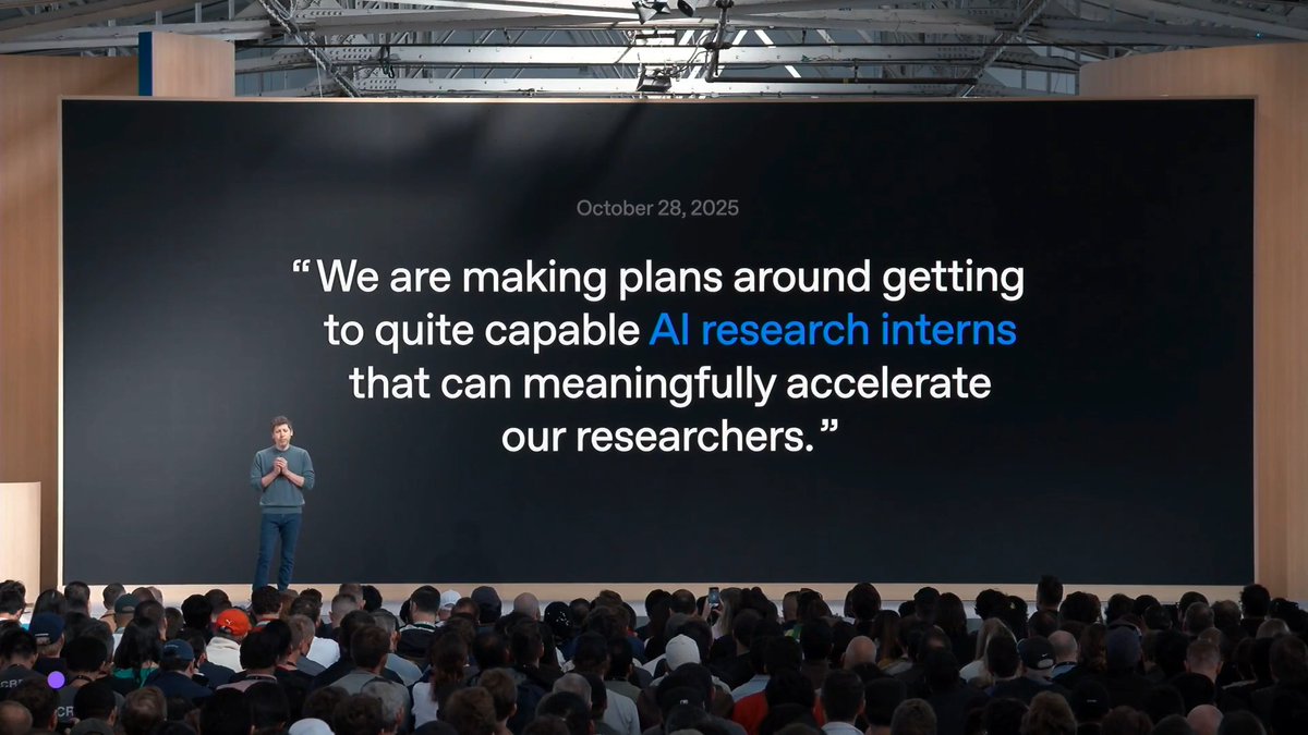 Sam Altman announces that OpenAI has reached its goal of deploying an automated research intern.