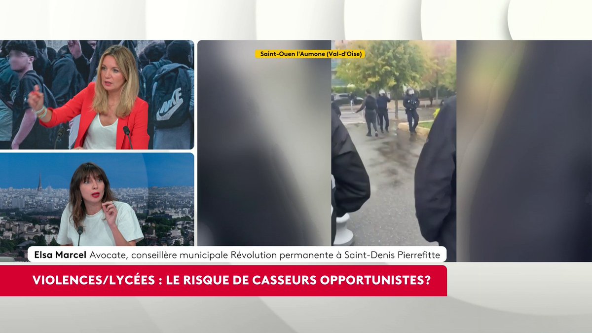 🔴 🗣️ Blocus des lycées : échanges tendus entre policiers et lycéens "Je sors de l'hôpital de Pontoise où (...) il y a un jeune qui s'est fait exploser la bouche par un tir de grenade lacrymogène", rapporte Elsa Marcel, avocate et militante. #AvantLe20h #canal16