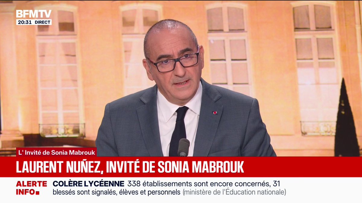 Blocage des lycées: "Il y a eu 7 jets d'acide chlorhydrique sur les forces de l'ordre", affirme Laurent Nuñez, ministre de l’Intérieur