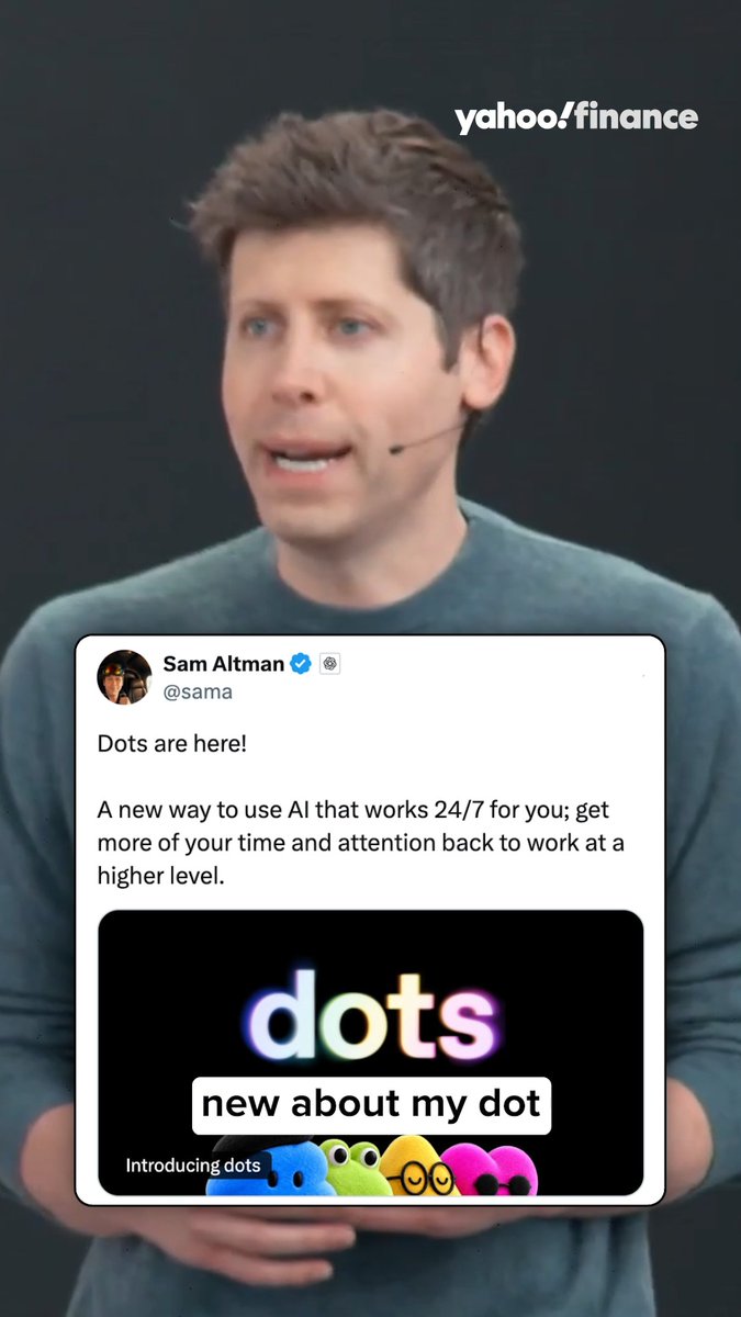 Sam Altman introduced dots, an AI agent that operates 24/7, at OpenAI's Dev Day.