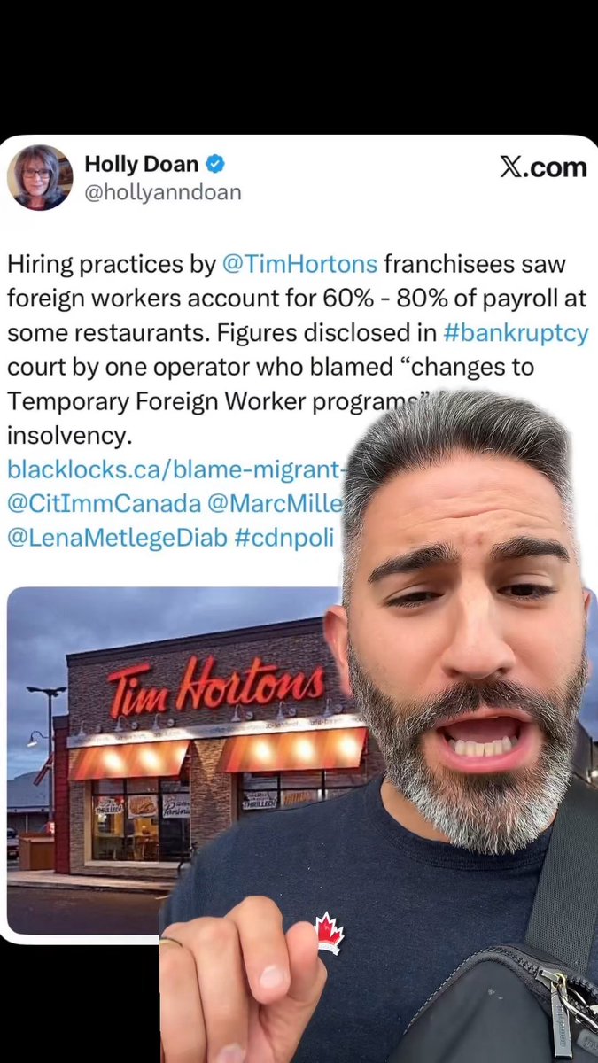 Tim Hortons franchisees saw foreign workers account for 60% - 80% of payroll at some restaurants. Figures disclosed in bankruptcy court by one operator who blamed "changes to Temporary Foreign Worker programs" for insolvency.