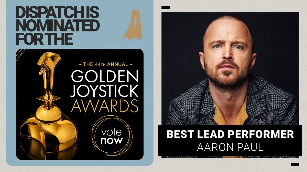 The Golden Joysticks Awards looked at Dispatch and saw potential - and YOUR vote could help us win! 🫵 🕹️ Best Lead Performer, Aaron Paul 🕹️ Best Soundtrack 🕹️ Best Storytelling Vote now➡️