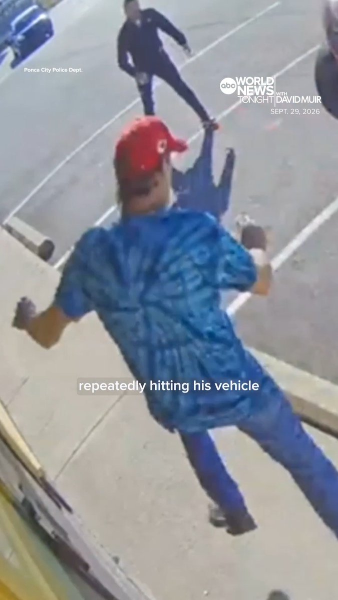 Dramatic new video shows the moment a driver in Oklahoma allegedly tried to run her ex off the road and then run him over while he was on foot. A police officer in an unmarked vehicle stopped the driver just in time. David Muir reports.
