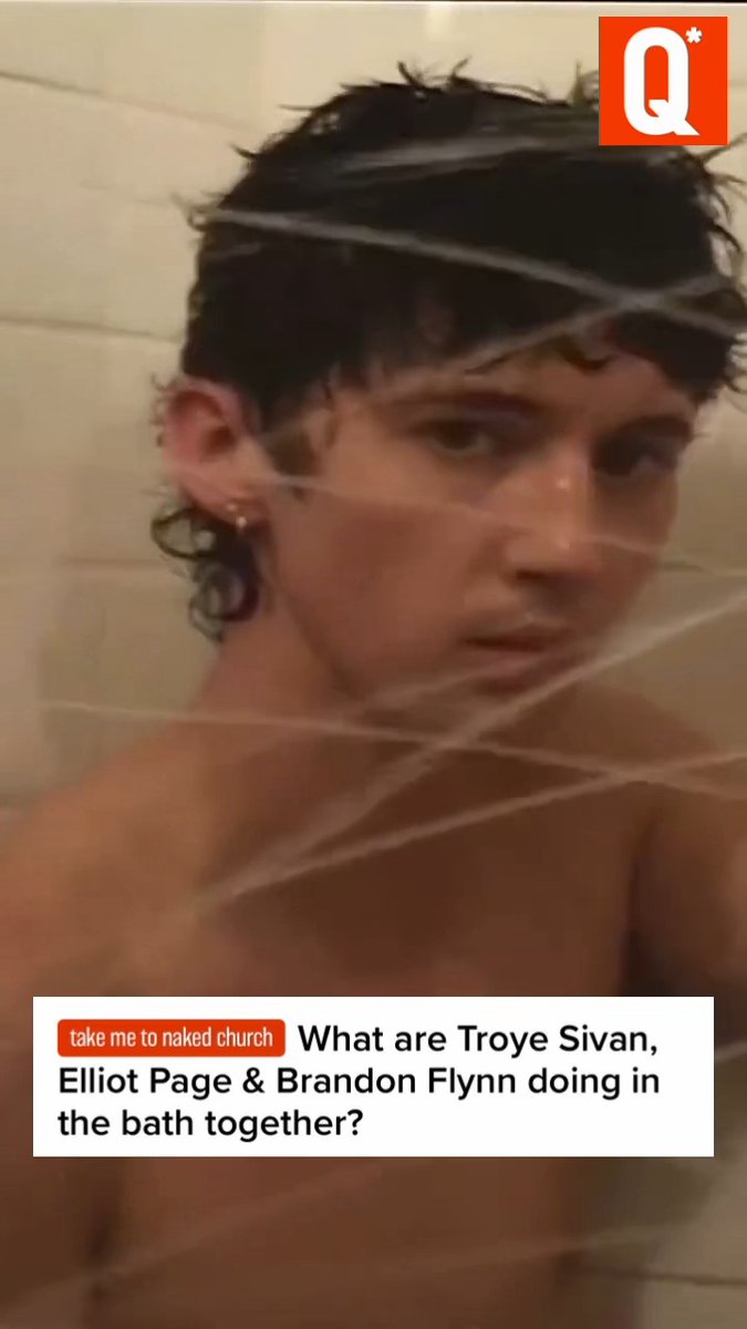 Troye Sivan, Elliot Page, Brandon Flynn, Isaac Cole Powell, and Sam Nivola walk into a bathhouse. Link in bio for more. 🎥: New York Magazine