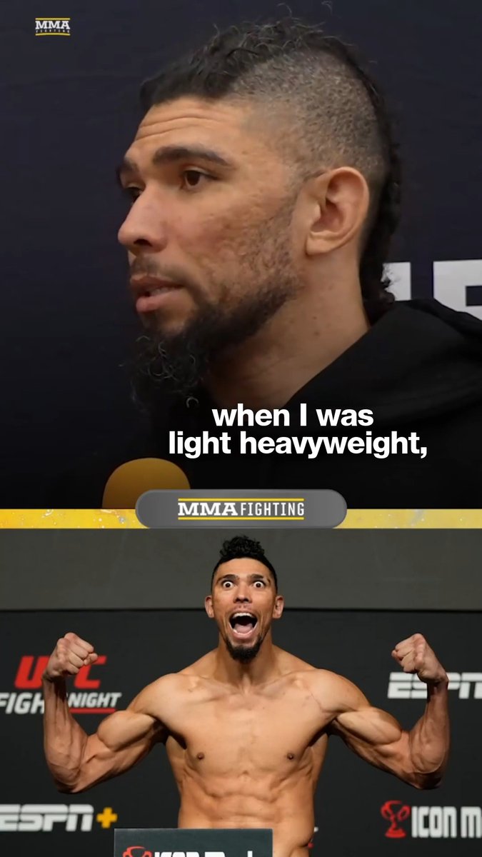 Johnny Walker is thriving at heavyweight during #UFC332 fight week: "[At light heavyweight], in the middle of a spar, I would have to wait. It's not my heart or my breath. Everything would get dark and dizzy. … I was a heavyweight cutting to 205." (🎥 José Youngs)