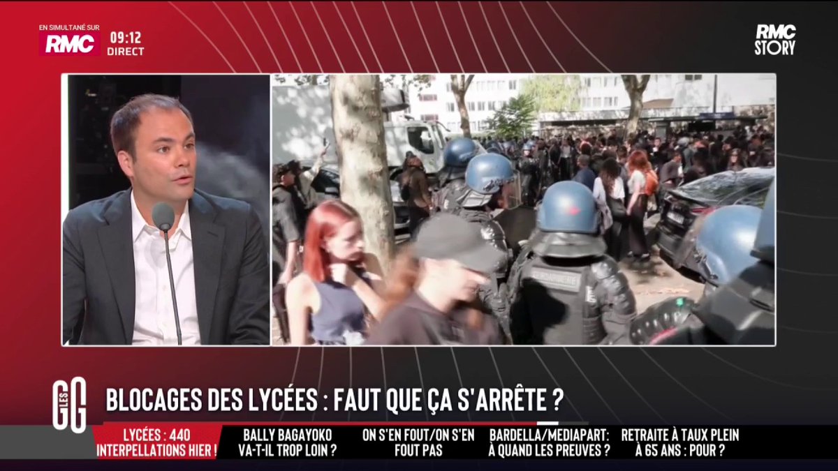 ❌ Blocage des lycées : faut que ça s’arrête ? 🗣️ Charles Consigny : "Les élèves ont raison de gueuler contre l'absentéisme des profs. On devrait licencier les profs absents trop souvent." #GGRMC
