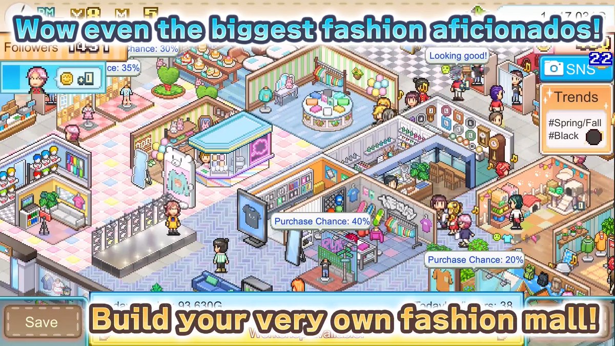 "Fashion Mall Story" Now available in English, Chinese and Korean! 《패션몰 스토리》의 한국어판이 출시됐어요! 开罗新游发布了《时尚购物中心物语》现已支持中文咯 ファッションモール物語に多言語が追加された~んよ #Kairosoft #카이로소프트 #カイロソフト