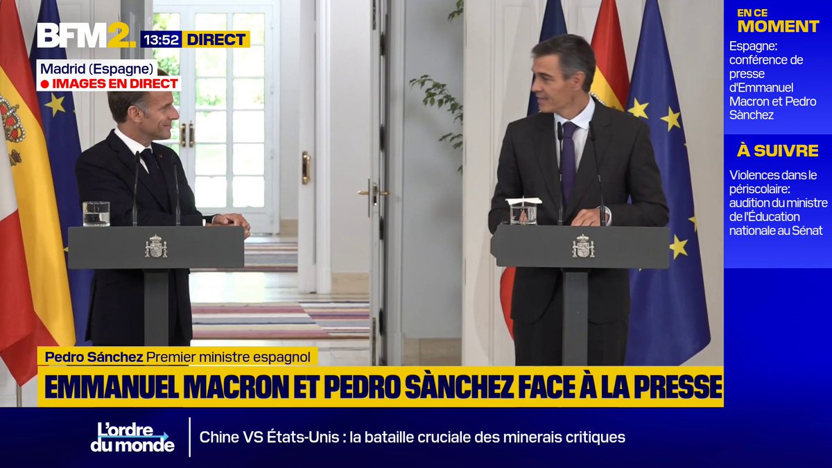 Pedro Sanchez s'excuse devant Macron du rejet de ce traité. Quand 2 clowns désavoués respectivement dans leurs pays se parlent :