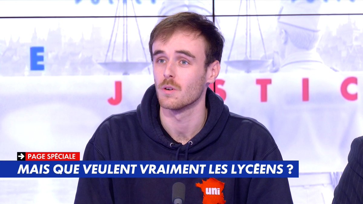 Rubens Strachan, délégué national de l'UNI, sur les violences en marge des blocus de lycées : «C'est inadmissible, mais ce n'est pas que du fait des lycéens. Il y a beaucoup d'éléments d'extrême gauche parmi eux», dans #PoliceJustice24H