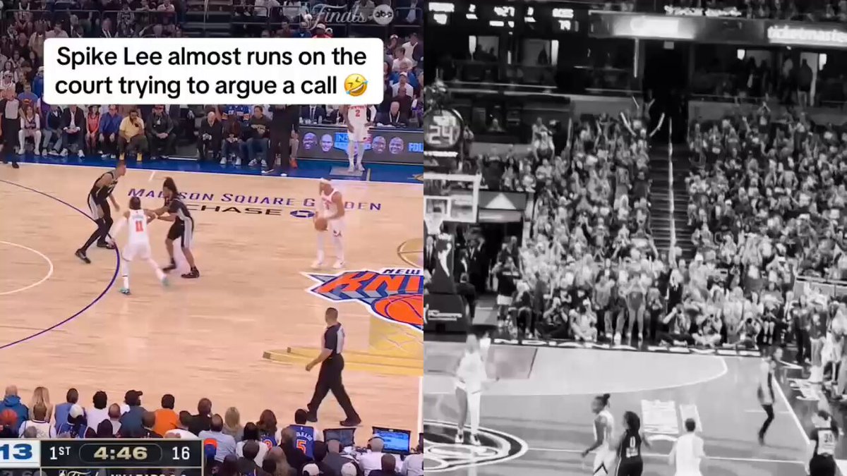 Spike Lee has been harassing opposing players and refs while sitting courtside at New York Knicks games for 30 years and he's never been attacked by players and tossed out of the stadium like what happened at a WNBA game last night because a guy simply pointed at Aja Wilson