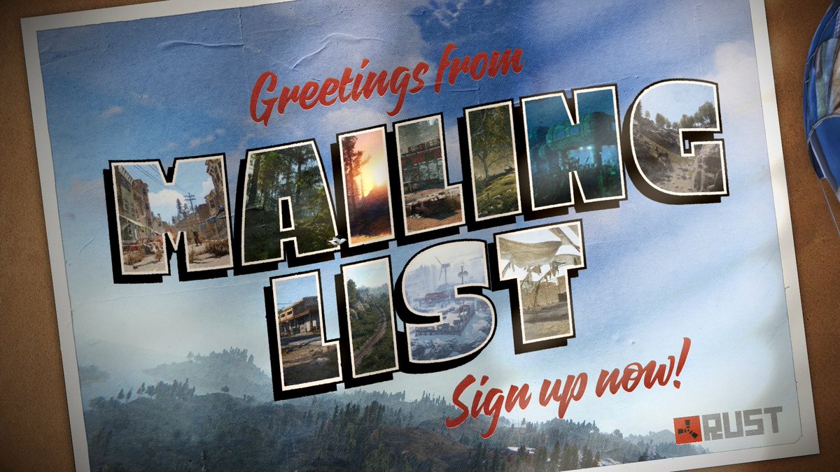 Want to stay ahead of the game? Sign up for the official Rust mailing list to get patch notes, game updates, and the latest news delivered straight to your inbox! 📩☢️📲 Sign up here: