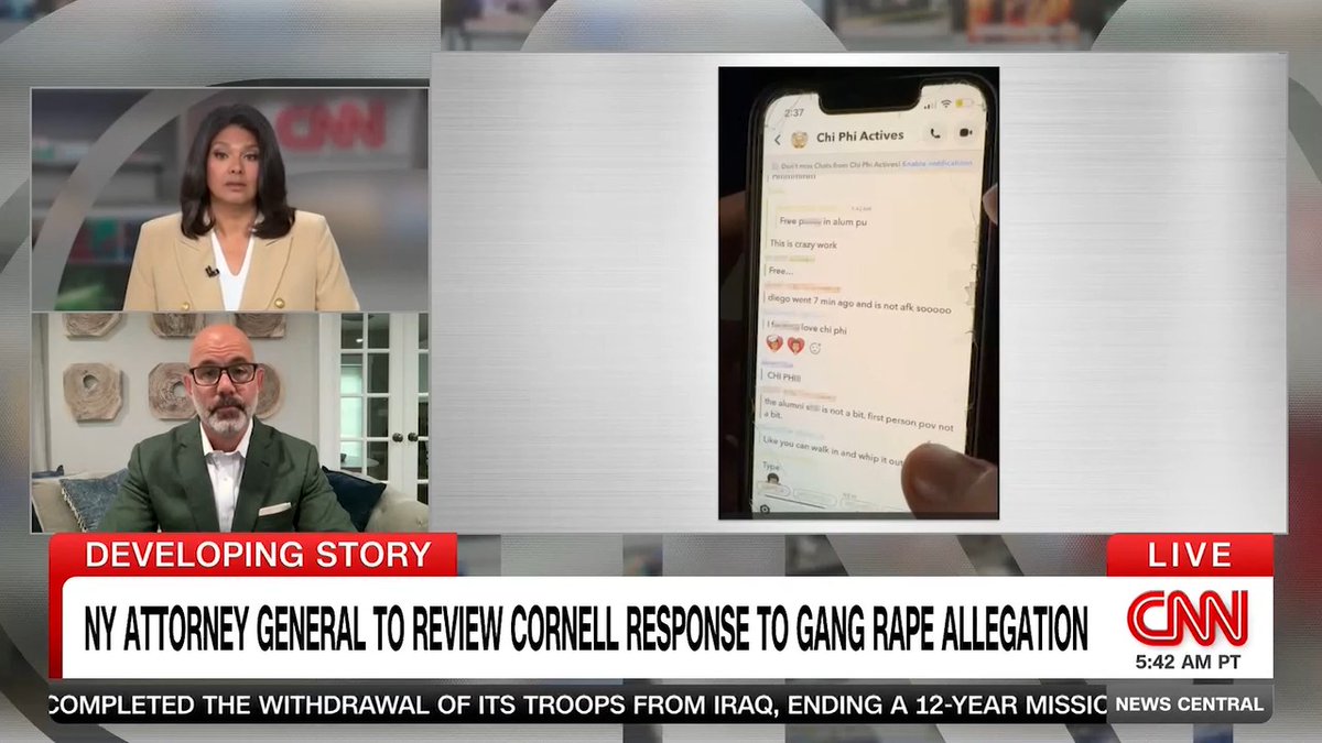 Accused Cornell frat bro's lawyer says client was curious about "free p***y" message, denies rape. 🎥: CNN