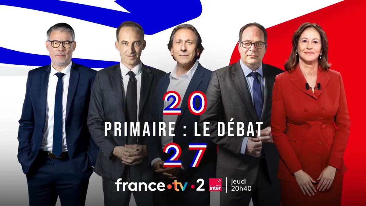 🔴 Jeudi en direct à 20h40 : suivez le grand débat de la primaire de la gauche socialiste et démocratique sur France 2 et France Inter. Olivier Faure, Raphaël Glucksmann, Jérôme Guedj, Emmanuel Maurel et Ségolène Royal débattront sur leurs projets.