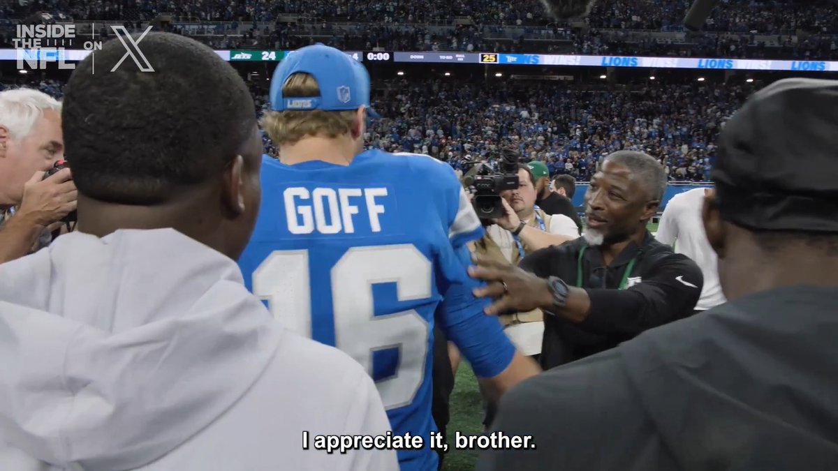 "They got your identity, I can feel it." Jared Goff gave props to one of his former coaches, Aaron Glenn. Inside the NFL Week 3 Mic'd Up on X
