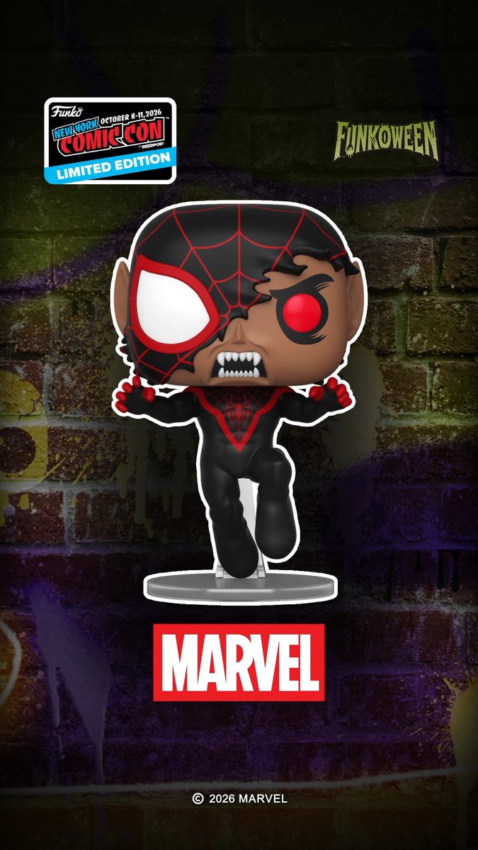 Try to contain your bloodlust for this reveal! 🕷️ Be one of 1,000 fans to collect the exclusive Limited Edition – LEGENDARY POP! Miles Morales (Vampire) only at the Funko booth during NYCC.