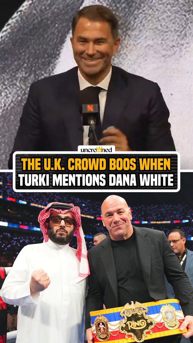 No shock, the London crowd backed Eddie Hearn in his very public beef with Dana White 🗣️ #FuryJoshua