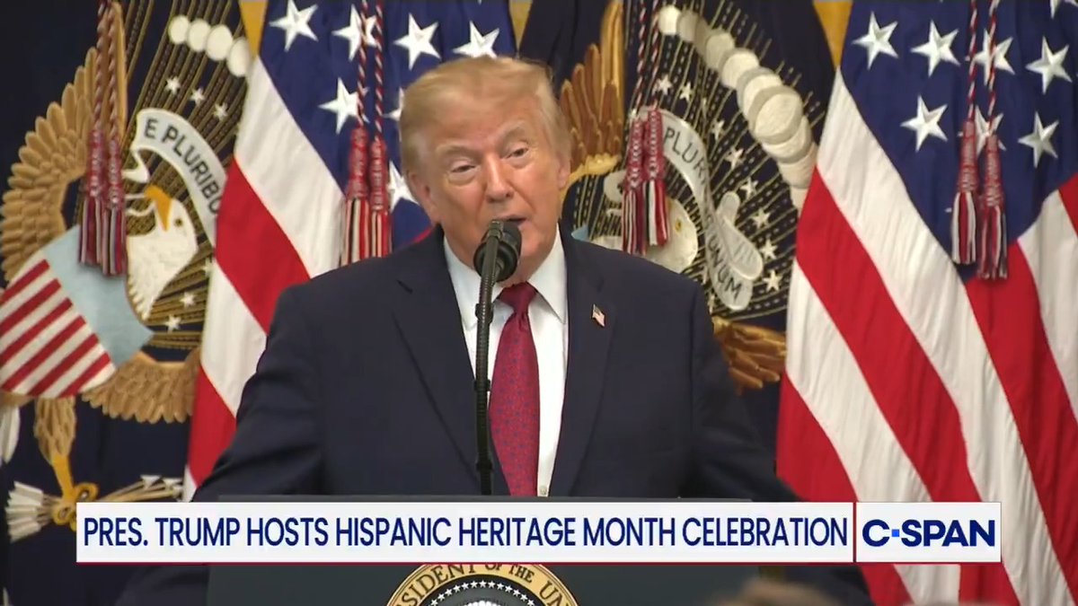 President Trump says he loves Hispanic people: "You're not supposed to generalize, but I do. You're hard working people, you're smart as hell, you're energetic — sometimes too energetic."