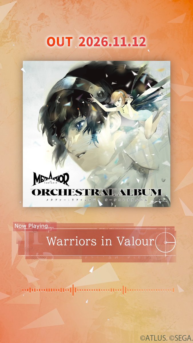 🎼 Pre-orders are now open for the "Metaphor: ReFantazio Orchestral Album"! A magnificent 2-disc album that brings back the excitement of the "Metaphor: ReFantazio Orchestra Concert -ReSimfonio-", a performance that completely sold out. Pre-orders: Japan Pre-orders: