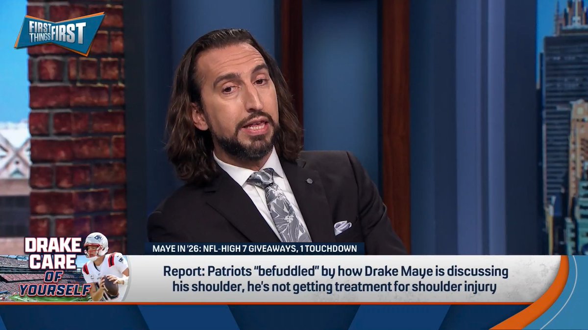 Report: Pats "befuddled" by how Drake Maye is discussing his shoulder. nick wright: “I think Drake is intentionally creating an excuse.” Brou: “Oh my.” Nick: “If you have anything that could hamper your performance, you are supposed to be listed on the injury report.”