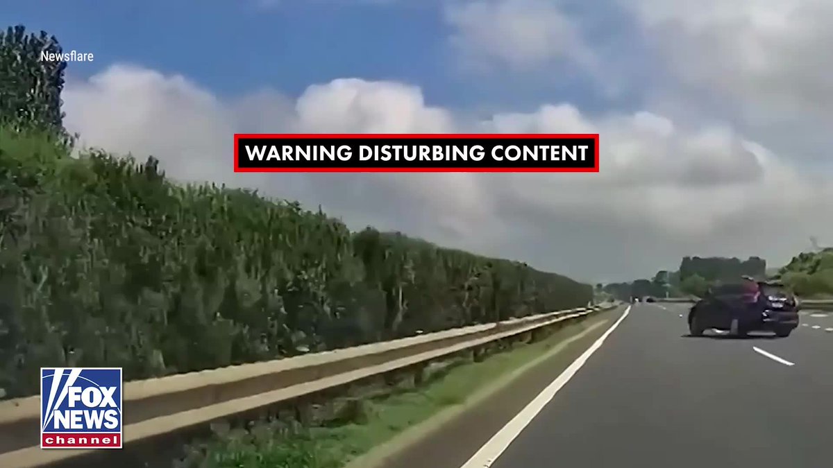 A mother and child survived after they were thrown from an SUV that slammed into a guardrail and spun violently across a highway in China. Dashcam video shows the driver suddenly swerving to avoid a plastic board on the Nanjing Ring Expressway, sending the vehicle out of control. Police say the father and son in the front were wearing seatbelts and escaped injury. The mother and child in the back were not buckled in and were ejected through the rear window. Both suffered broken arms but survived.