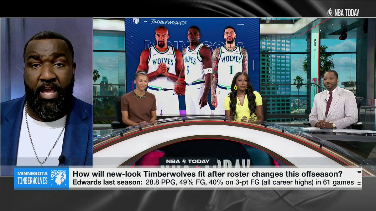 "I also believe he's going to win MVP this season." Kendrick Perkins is expecting big things from Anthony Edwards playing next to a playmaker like LaMelo Ball 👀