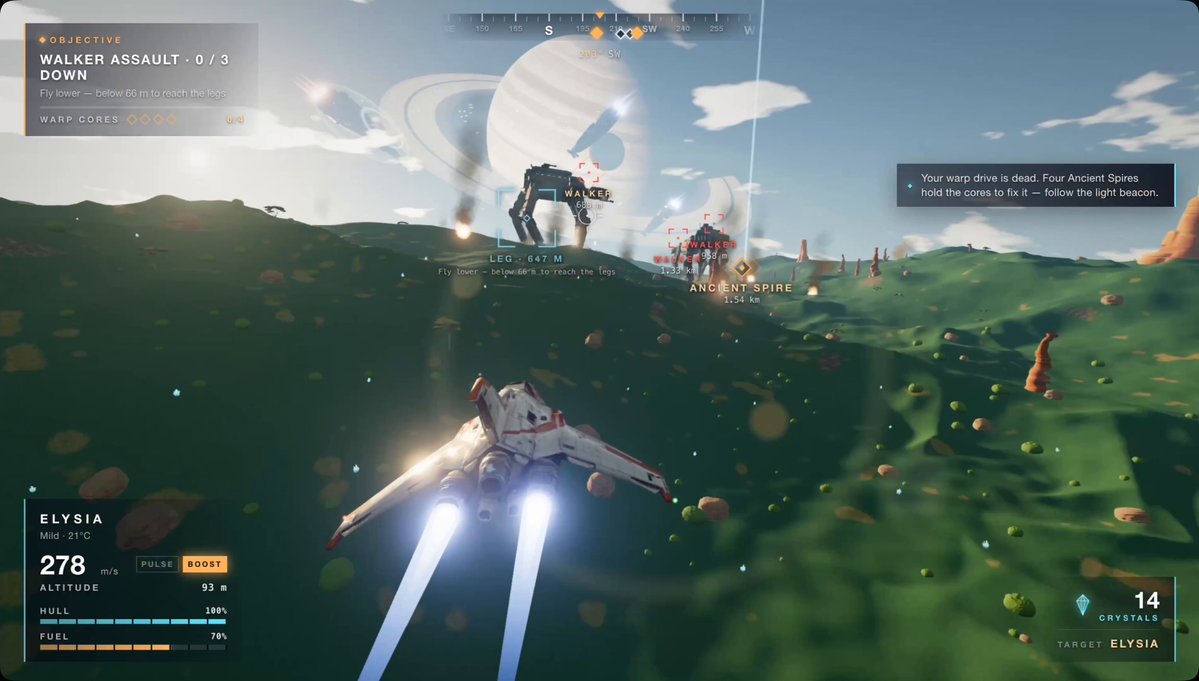 My "No Man's Sky" game built with 1 prompt went viral: 700k+ views and 7,000+ unique players. So I kept going and added a full galactic war. With 2 more prompts: → Ground battle against giant Behemoth walkers. Tie their legs together to bring them down → Fly straight off the surface into a space battle with Juggernaut ships and fighter squadrons → Escape the war and land on a new planet to explore No loading screens. All in the browser. Built with Opus 5.5 & Three.js on Tesana - Make AI games Play it below 👇